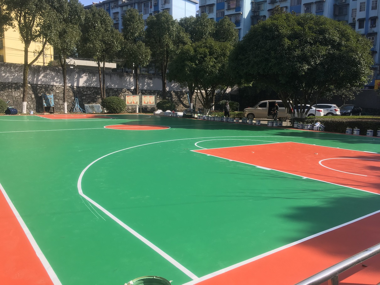 懷化廣鐵單位硅pu籃球場(chǎng)施工完成